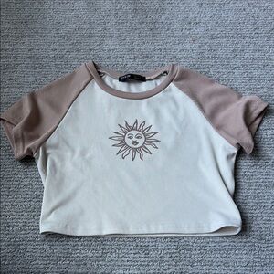 Sun Graphic Beige and Cream Women's Top